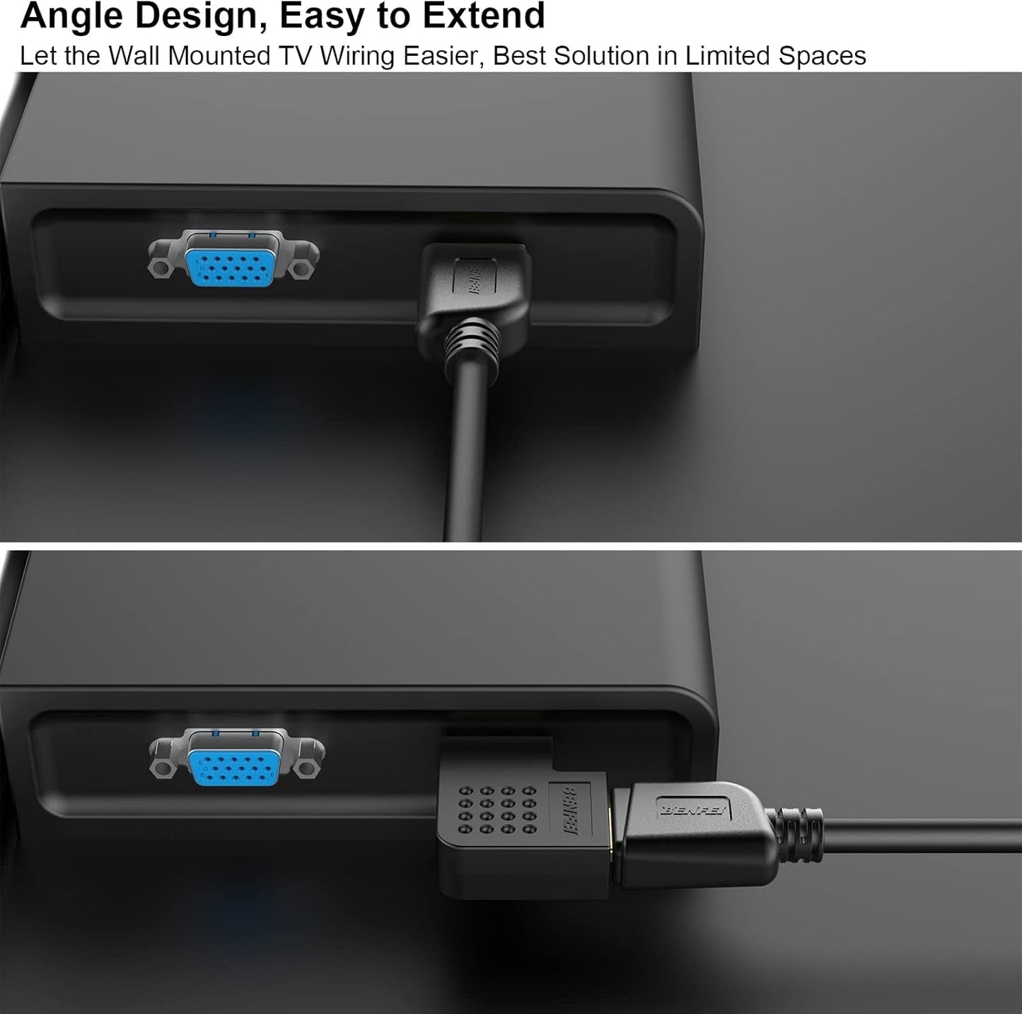 BENFEI HDMI Male to Female Right Angle 90 Degree Adapter V28-ELEBEN338BK2P