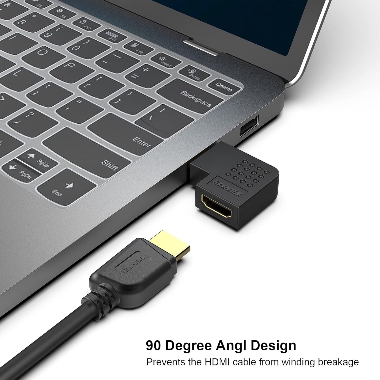 BENFEI HDMI Male to Female Right Angle 90 Degree Adapter V28-ELEBEN338BK2P