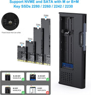 BENFEI 345GY M.2 NVME SATA SSD Enclosure, 10 Gbps USB Type-C/Type-A to NVME PCI-E SATA M-Key/(B+M) V28-ELEBEN345GY