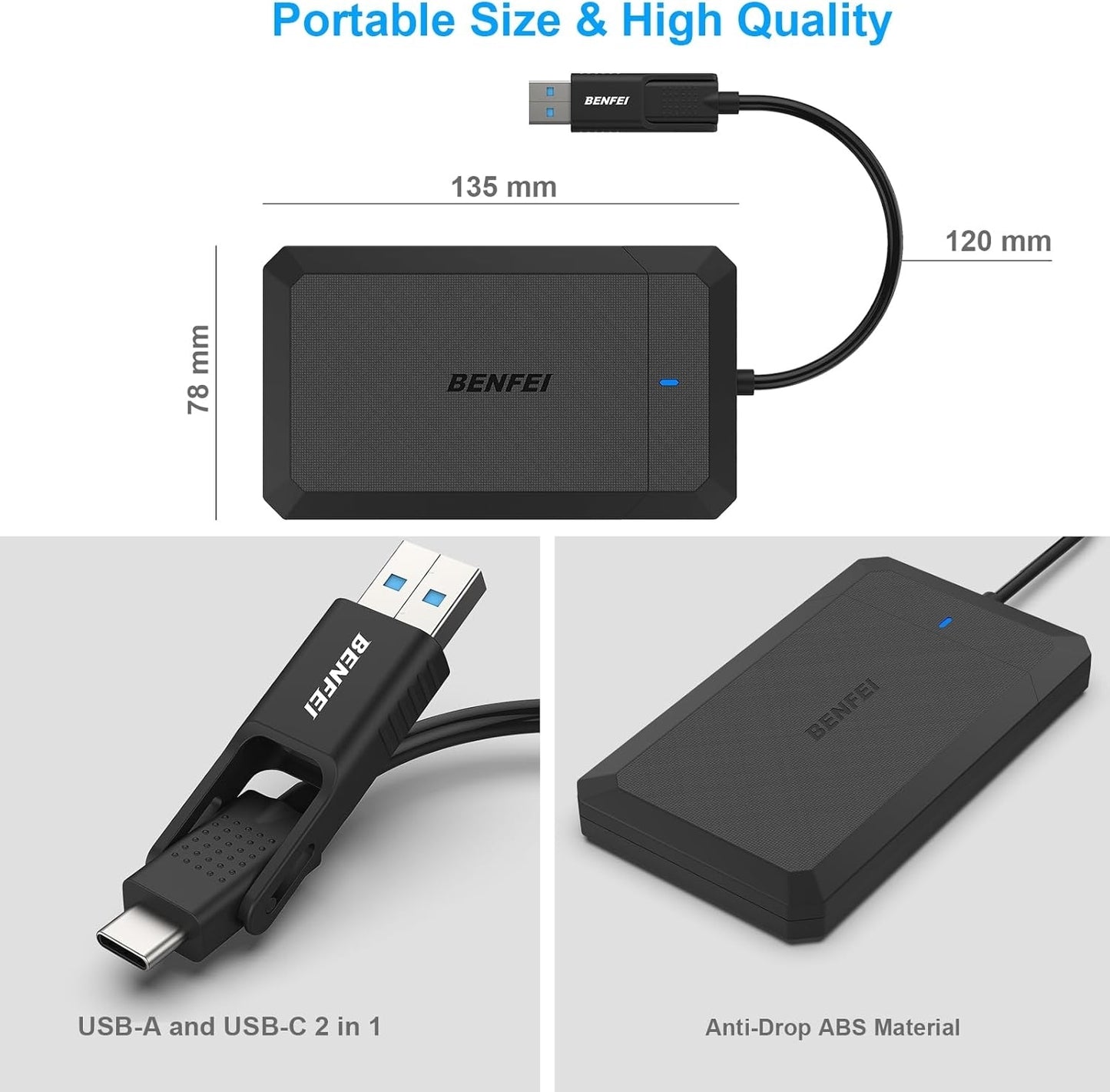 BENFEI 2.5 Inch SATA to USB Tool Free External Hard Drive Enclosure V28-ELEBEN346BK