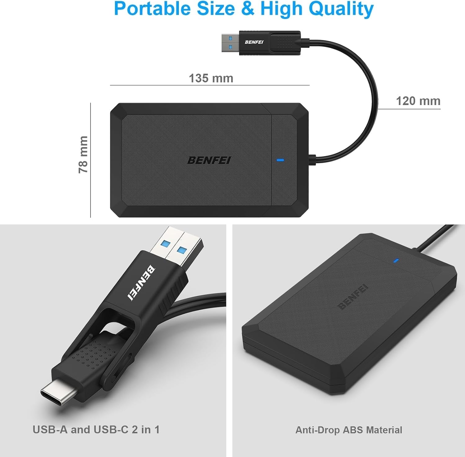 BENFEI 2.5 Inch SATA to USB Tool Free External Hard Drive Enclosure V28-ELEBEN346BK