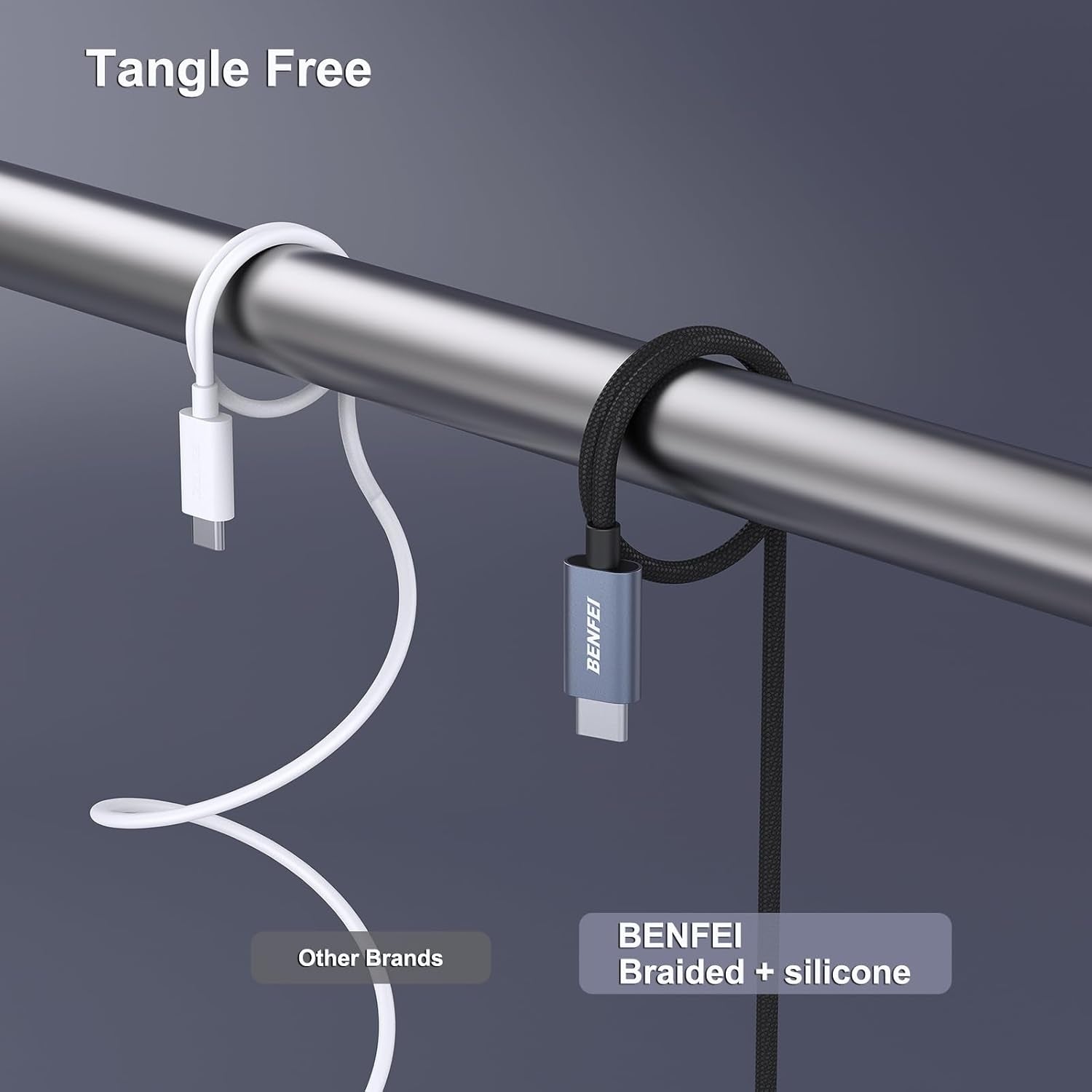 BENFEI 351SL-6F 100W USB-C to USB-C Fast Charging Cable Aluminum Shell Tangle-Free Silicone V28-ELEBEN351SL6F