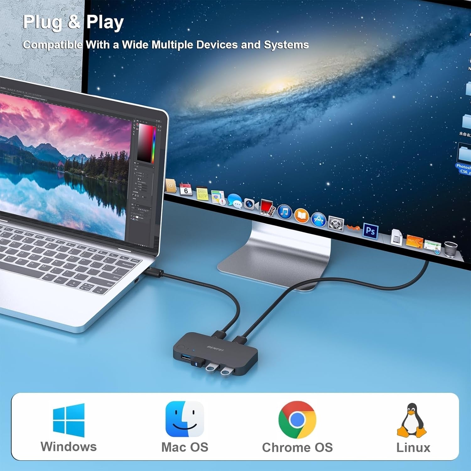 BENFEI 4-port USB 3.0 Switch V28-ELEBEN354BK