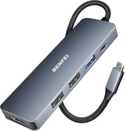 BENFEI USB C Hub 5-in-1 with 4K HDMI(Certified) Aluminum Case V28-ELEBEN360GY