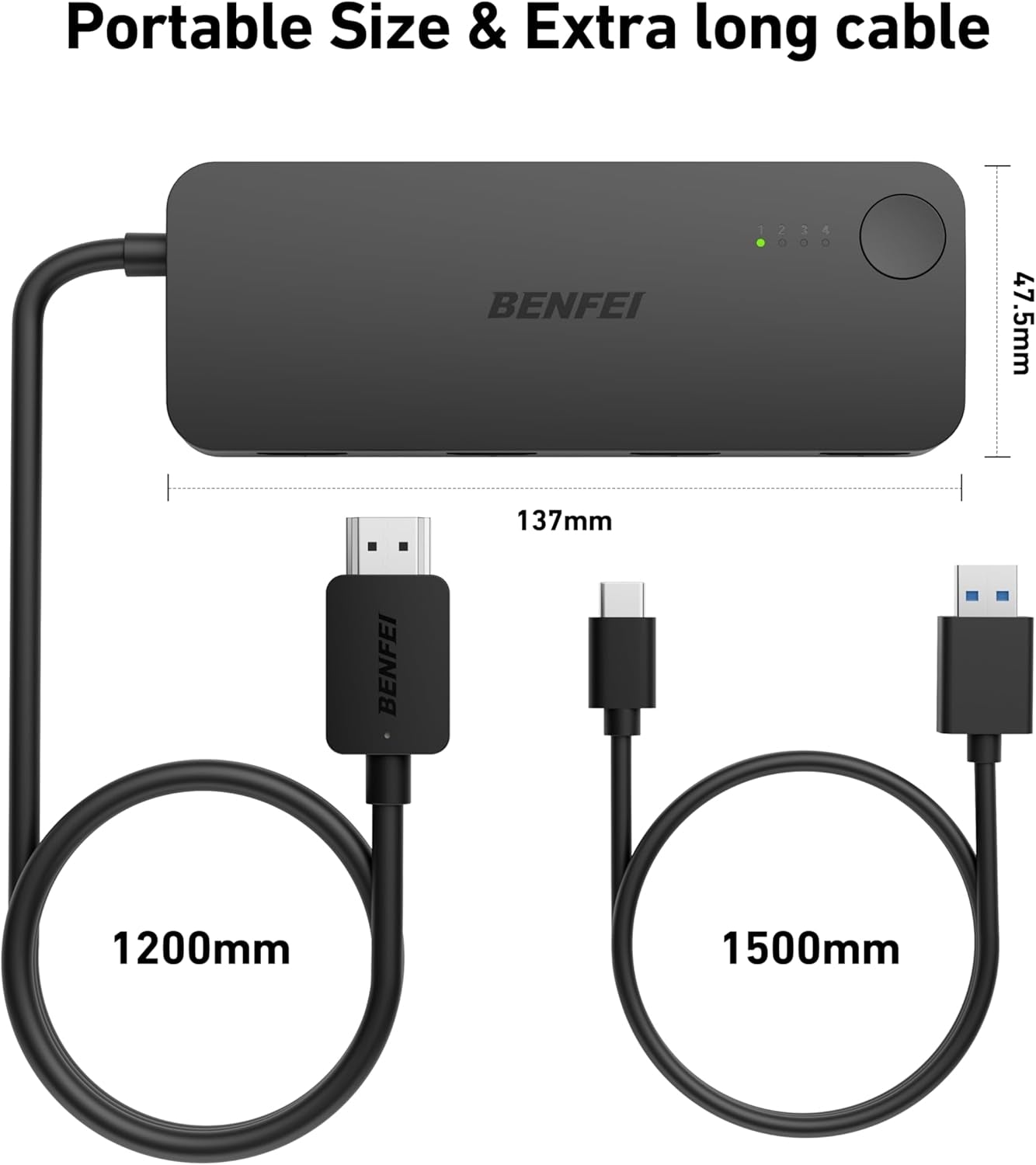 BENFEI 365BK HDMI Switch 4 in 1 Out 4K@60Hz, 2K@144Hz, HDCP 2.3 (with Adaptive Equalization Support 30ft HDMI V28-ELEBEN365BK