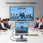 BENFEI 000366GY Laptop Stand with USB C Hub, Multi Function With USB and KVM Switch and 15W Wireless Charger V28-ELEBEN366GY