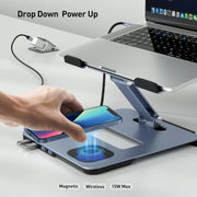 BENFEI 000366GY Laptop Stand with USB C Hub, Multi Function With USB and KVM Switch and 15W Wireless Charger V28-ELEBEN366GY