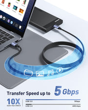 BENFEI 369GY 2M USB 3.0 to USB C Cable, 5Gbps High-Speed Data Sync & 3A Charging V28-ELEBEN369GY2M