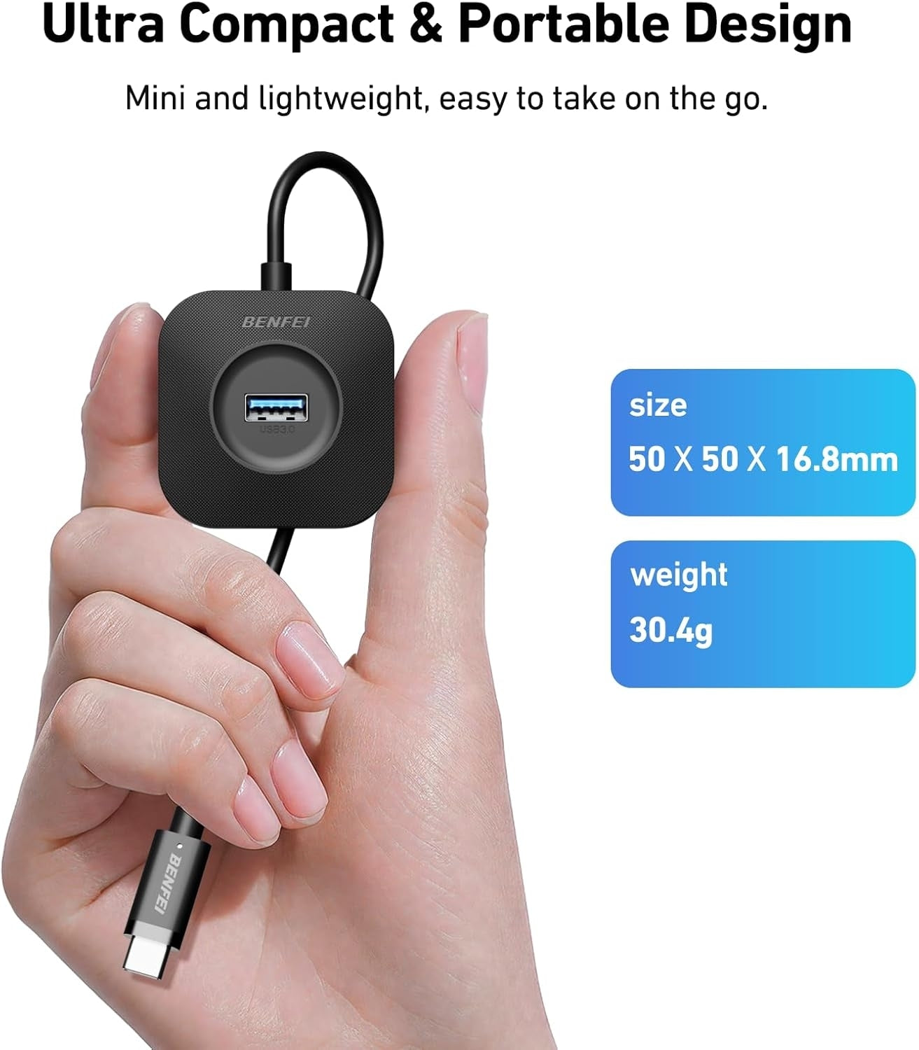 BENFEI 371BK USB-C 4-port USB 3.0 Hub V28-ELEBEN371BK