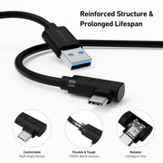 BENFEI 375BK-3M USB 3.0 to Right Angled USB-C PVC 3M V28-ELEBEN375BK3M