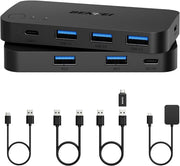 BENFEI 000376BK USB 3.0 Switch, USB Switcher 2 Computers Share 3xUSB 3.0 and 1xUSB C with Remote V28-ELEBEN376BK