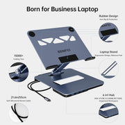 BENFEI 380GY Laptop Stand with USB C 6 in1 4K@60Hz HDMI, 4 x USB3.0, 100W PD Docking Station V28-ELEBEN380GY