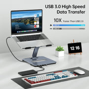 BENFEI 380GY Laptop Stand with USB C 6 in1 4K@60Hz HDMI, 4 x USB3.0, 100W PD Docking Station V28-ELEBEN380GY