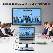 BENFEI 380GY Laptop Stand with USB C 6 in1 4K@60Hz HDMI, 4 x USB3.0, 100W PD Docking Station V28-ELEBEN380GY