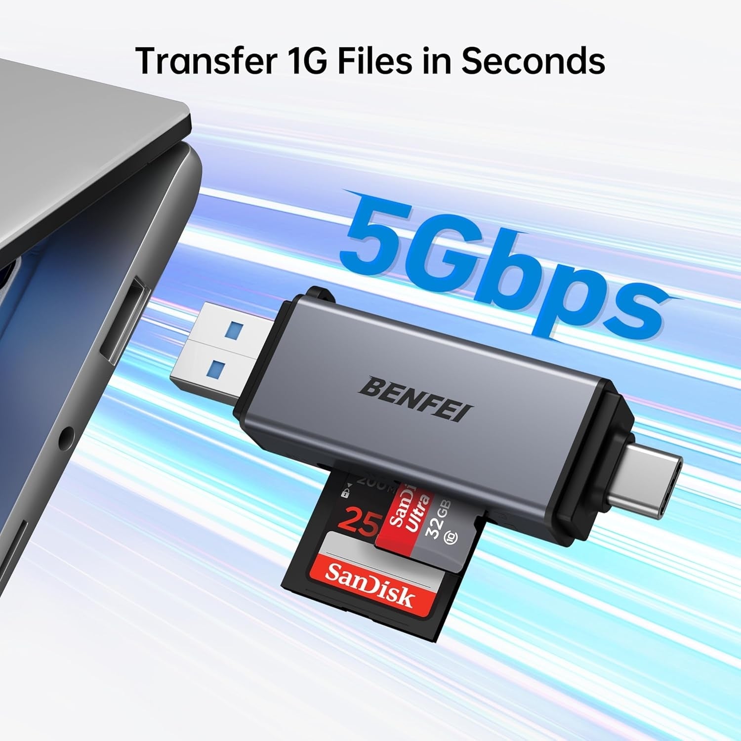 BENFEI SD Card Reader, USB C to SD Micro SD Card Memory Card Adapter V28-ELEBEN381GY