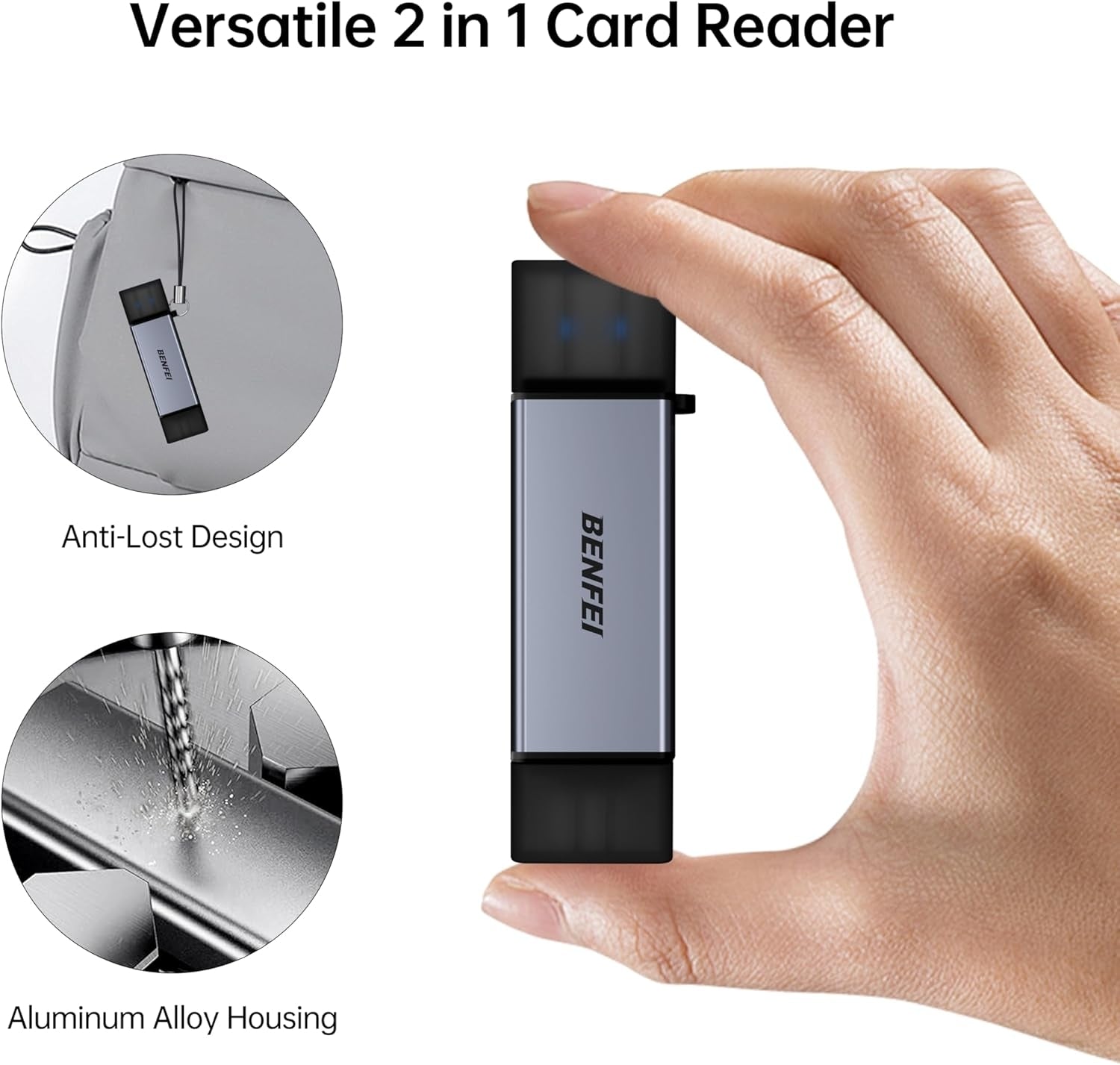 BENFEI SD Card Reader, USB C to SD Micro SD Card Memory Card Adapter V28-ELEBEN381GY