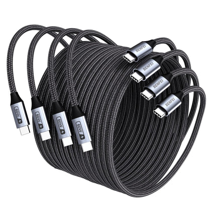 BENFEI 000382GY-4P USB C Fast Charging 60W Cable, 4-Pack(3.3ft/1M x 2 + /6.6ft/2M x 2) Nylon Braided Cable V28-ELEBEN382GY4P