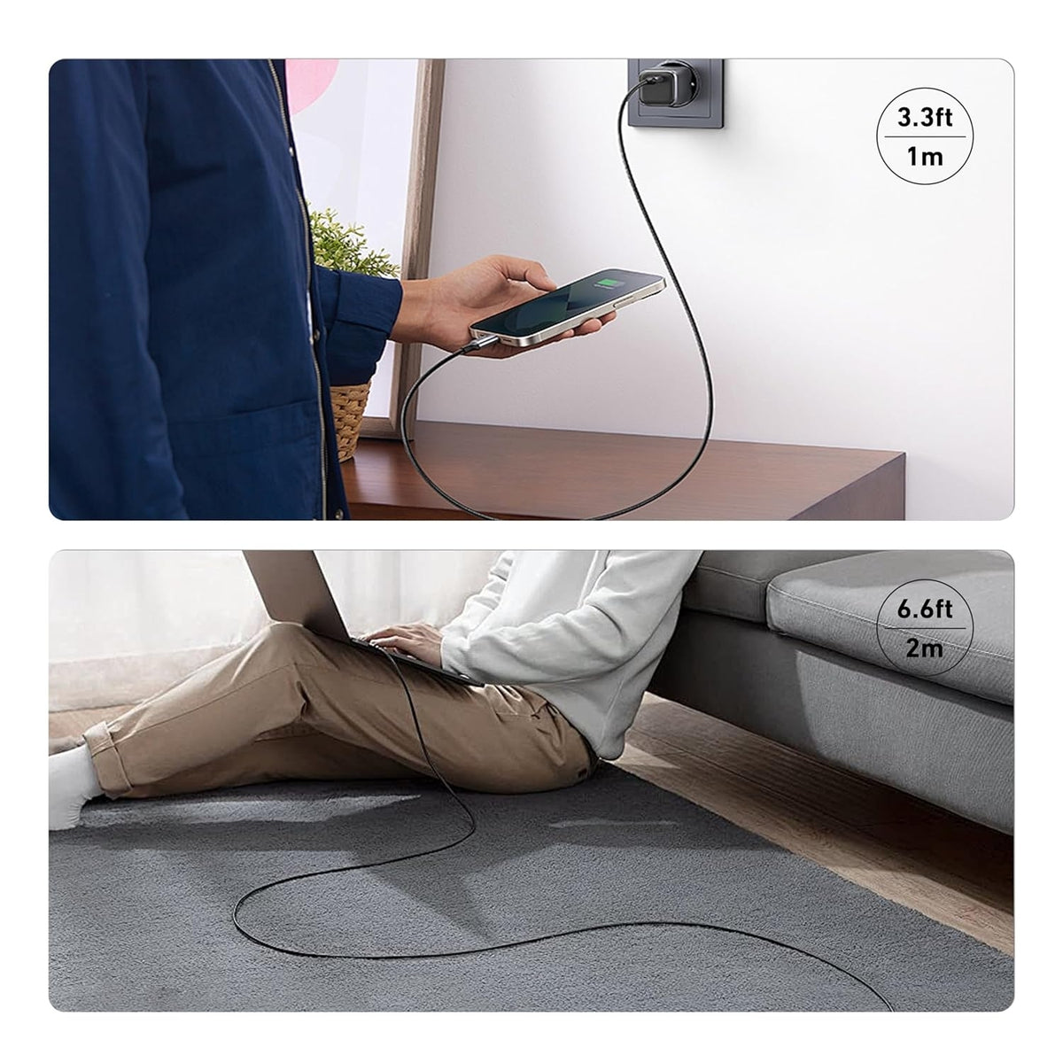 BENFEI 000383GY USB-C to USB-C Cable (4K@120Hz), 100W PD Fast Charging, 10Gbps Data Transfer for I-phone V28-ELEBEN383GY