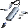 BENFEI 000386GY USB-C + USB 3.0 to Gigabit RJ45 + 3 Port USB 3.0 Hub Compatible with Mac V28-ELEBEN386GY