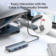 BENFEI 000386GY USB-C + USB 3.0 to Gigabit RJ45 + 3 Port USB 3.0 Hub Compatible with Mac V28-ELEBEN386GY