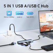 BENFEI 000386GY USB-C + USB 3.0 to Gigabit RJ45 + 3 Port USB 3.0 Hub Compatible with Mac V28-ELEBEN386GY