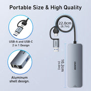 BENFEI 000386GY USB-C + USB 3.0 to Gigabit RJ45 + 3 Port USB 3.0 Hub Compatible with Mac V28-ELEBEN386GY