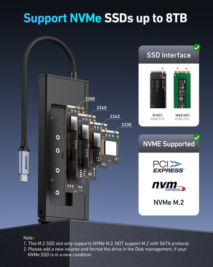 BENFEI 000389GY M.2 NVMe Enclosure with USB-C Hub V28-ELEBEN389GY