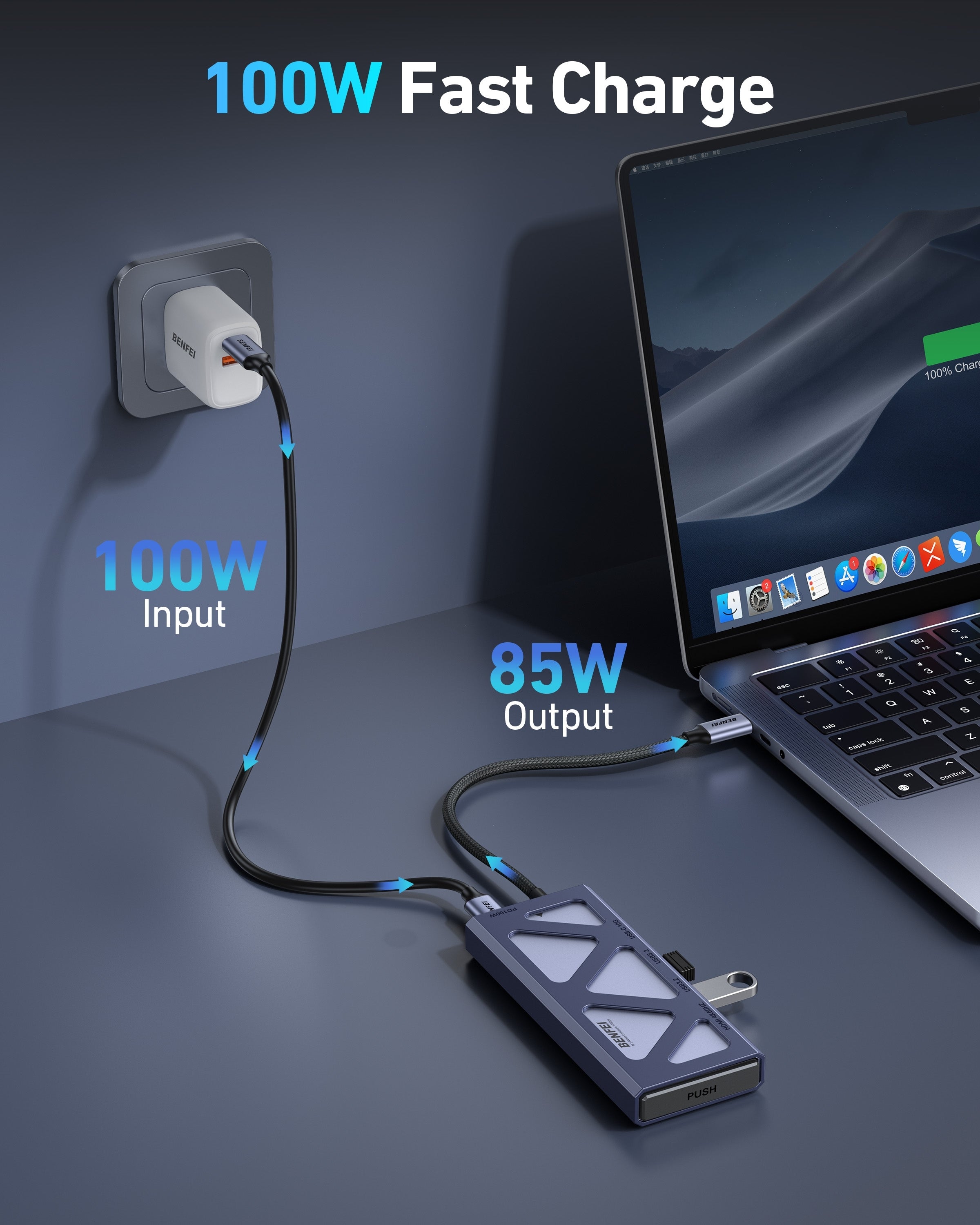 BENFEI 000389GY M.2 NVMe Enclosure with USB-C Hub V28-ELEBEN389GY