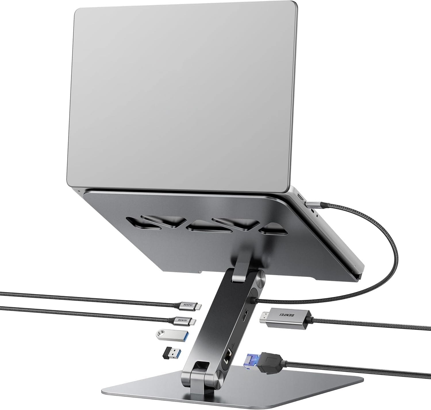 BENFEI 398GY TYPE-C 6-in-1 HDMI+USB-C(10G)+RJ45+2xUSB-A(10G)+PD V28-ELEBEN398GY