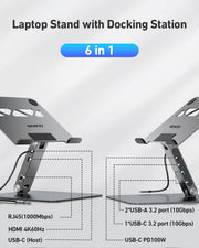 BENFEI 398GY TYPE-C 6-in-1 HDMI+USB-C(10G)+RJ45+2xUSB-A(10G)+PD V28-ELEBEN398GY