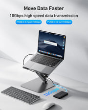 BENFEI 398GY TYPE-C 6-in-1 HDMI+USB-C(10G)+RJ45+2xUSB-A(10G)+PD V28-ELEBEN398GY