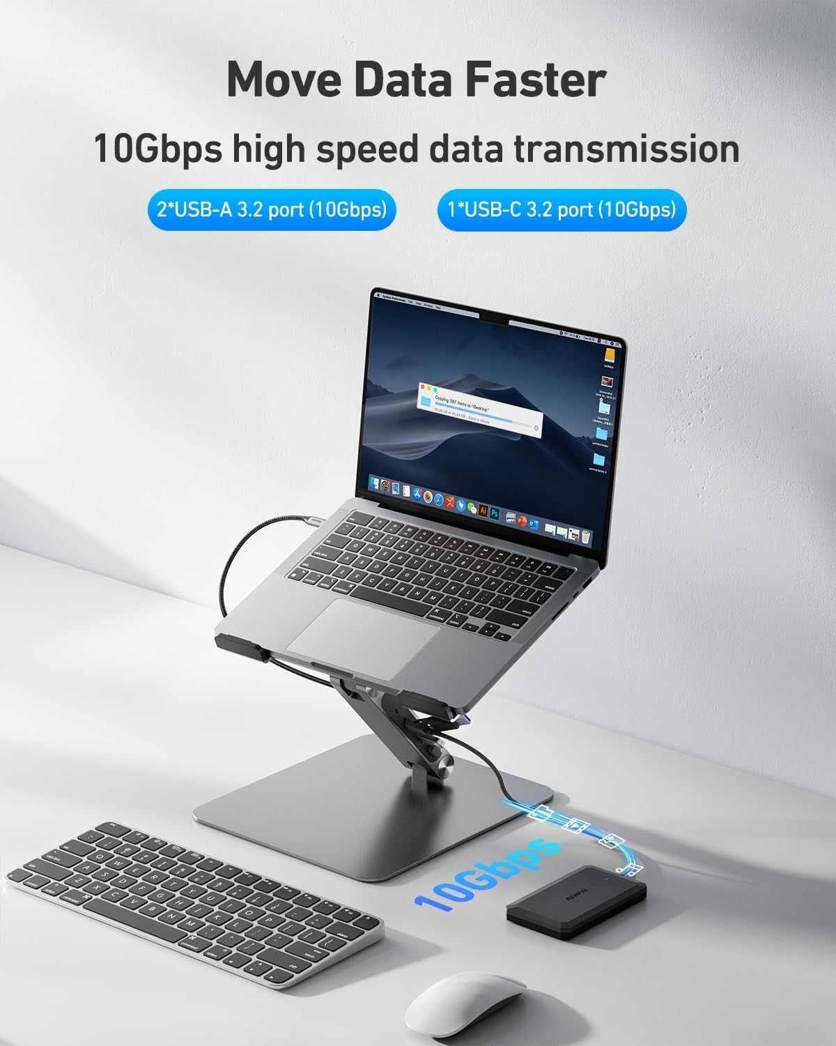 BENFEI 398GY TYPE-C 6-in-1 HDMI+USB-C(10G)+RJ45+2xUSB-A(10G)+PD V28-ELEBEN398GY