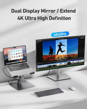 BENFEI 398GY TYPE-C 6-in-1 HDMI+USB-C(10G)+RJ45+2xUSB-A(10G)+PD V28-ELEBEN398GY