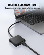 BENFEI 399BK 6-in-1 USB-C HUB to HDMI(8K)+USB3.2(10Gbps)+USB2.0x2+PD100W+RJ45 Black V28-ELEBEN399BK