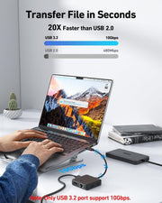 BENFEI 399BK 6-in-1 USB-C HUB to HDMI(8K)+USB3.2(10Gbps)+USB2.0x2+PD100W+RJ45 Black V28-ELEBEN399BK
