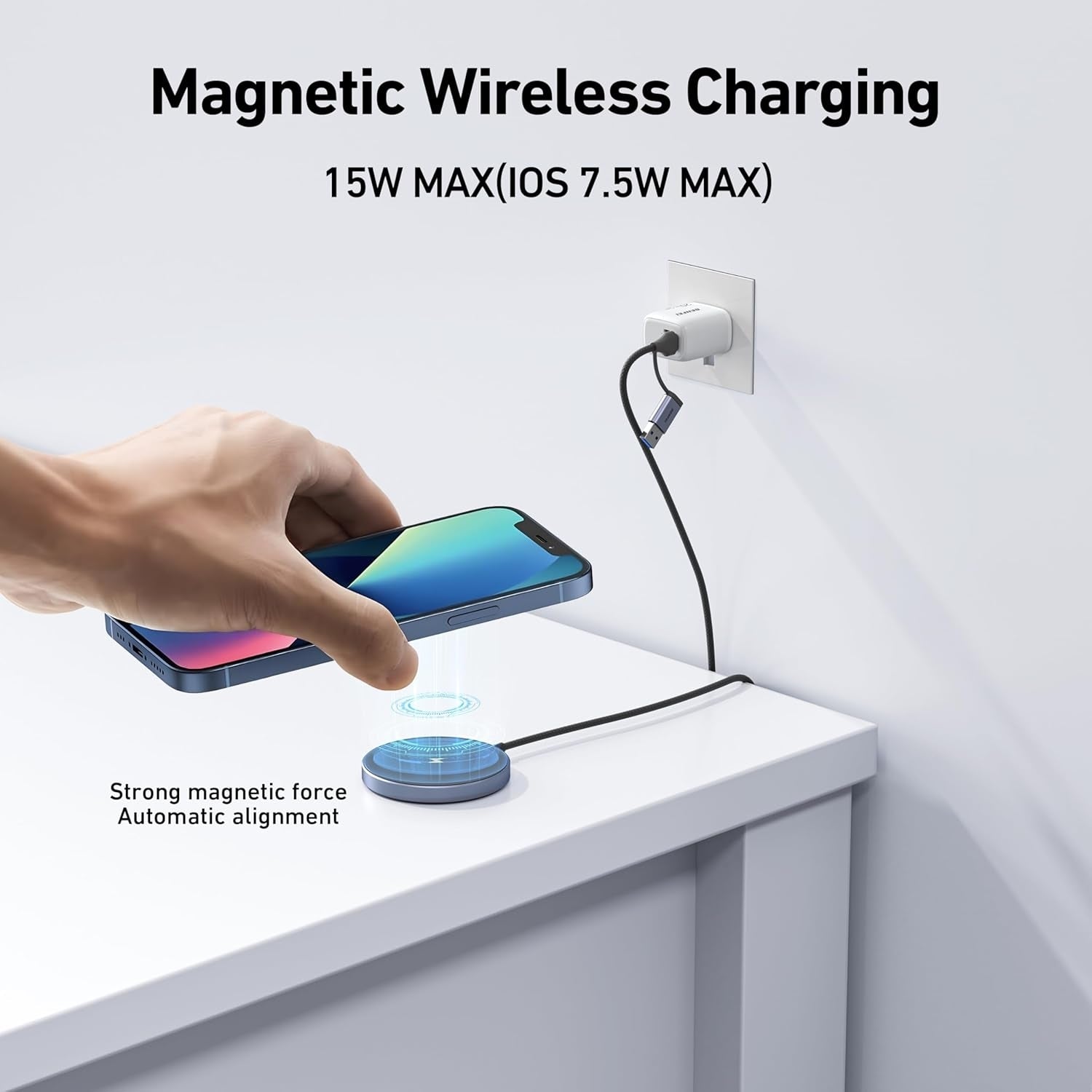 BENFEI 000401GY Magnetic Wireless Charger 15W Compatible with MagSafe Charger V28-ELEBEN401GY