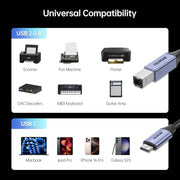 BENFEI 405GY-2M USB B to USB C Printer Cable, Nylon Braided, Premium Aluminium Alloy Case 2M V28-ELEBEN405GY2M