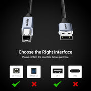 BENFEI 000406GY-2M USB Printer Cable, 6.6 FT/2 Meter USB A to USB B Cable V28-ELEBEN406GY2M