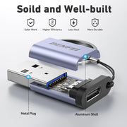 BENFEI 407GY 2-Pack USB Type-A to USB-C Adapter Male to Female Supporting 5V 3A Charging and 10Gbps Data V28-ELEBEN407GY2P