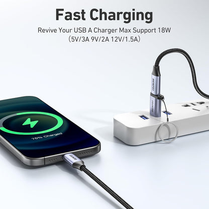 BENFEI 407GY 2-Pack USB Type-A to USB-C Adapter Male to Female Supporting 5V 3A Charging and 10Gbps Data V28-ELEBEN407GY2P