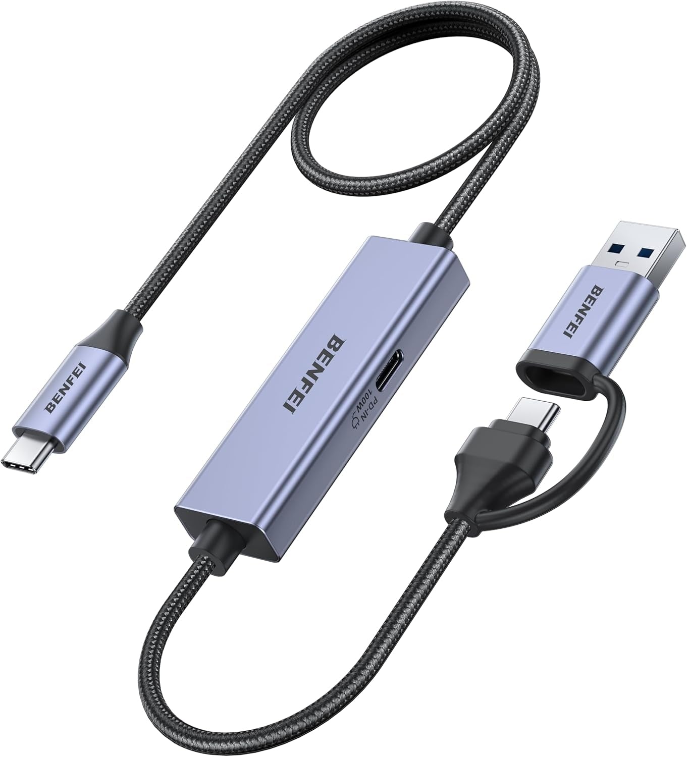 BENFEI 408GY USB-C to USB-C+A + PD (100W) Video/Audio Capture Card Supporting Full HD 1080P 60FPS for V28-ELEBEN408GY