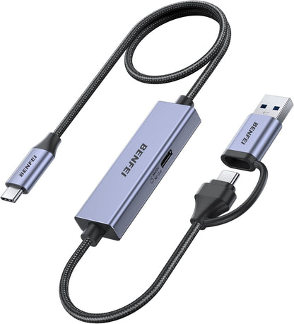 BENFEI 408GY USB-C to USB-C+A + PD (100W) Video/Audio Capture Card Supporting Full HD 1080P 60FPS for V28-ELEBEN408GY