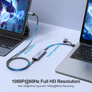 BENFEI 408GY USB-C to USB-C+A + PD (100W) Video/Audio Capture Card Supporting Full HD 1080P 60FPS for V28-ELEBEN408GY
