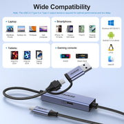 BENFEI 408GY USB-C to USB-C+A + PD (100W) Video/Audio Capture Card Supporting Full HD 1080P 60FPS for V28-ELEBEN408GY
