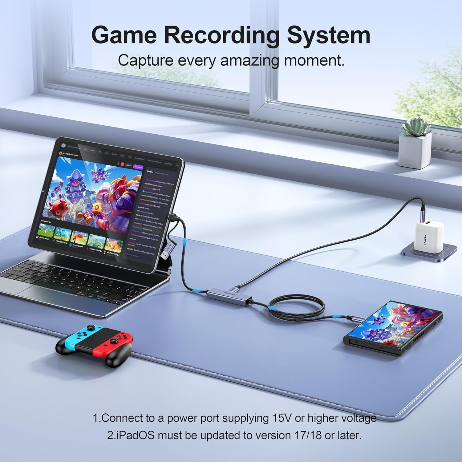 BENFEI 408GY USB-C to USB-C+A + PD (100W) Video/Audio Capture Card Supporting Full HD 1080P 60FPS for V28-ELEBEN408GY
