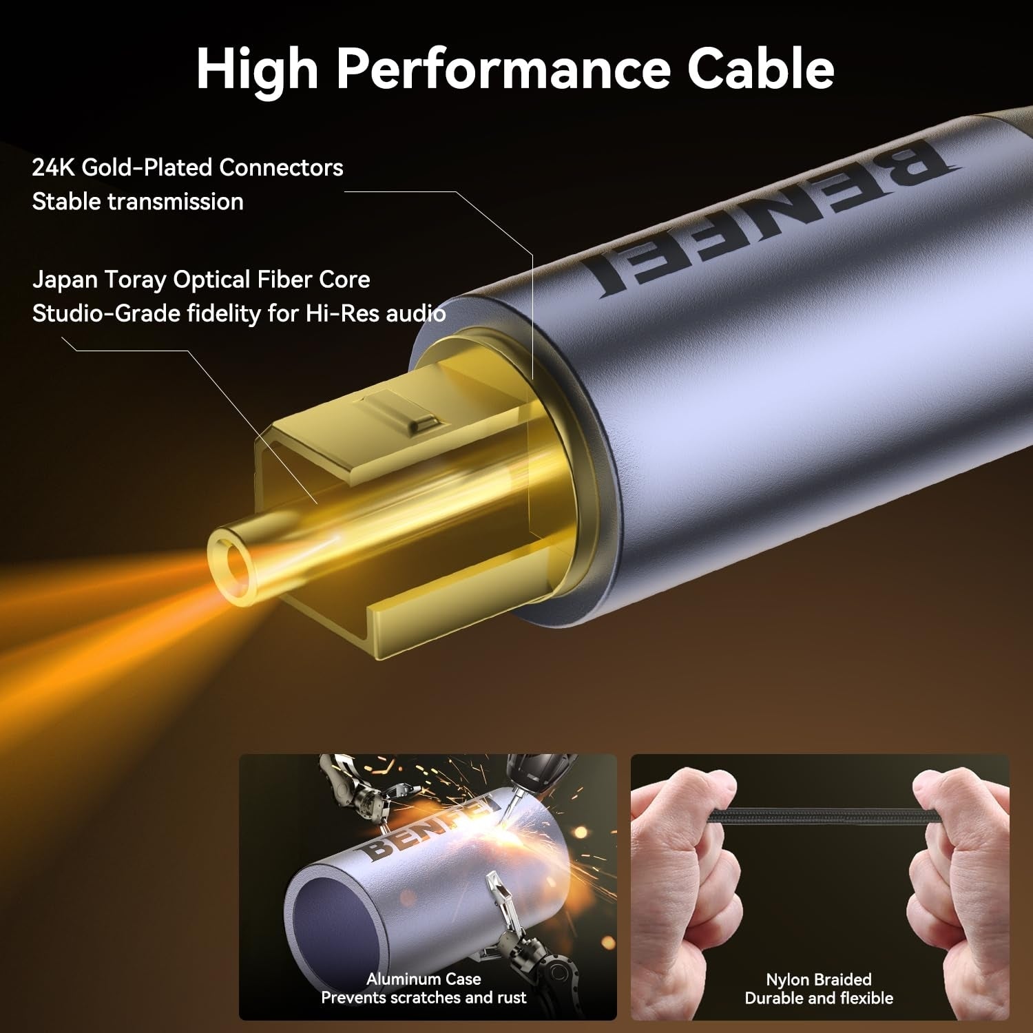 BENFEI 411GY Toslink Optical Audio cable 2M V28-ELEBEN411GY