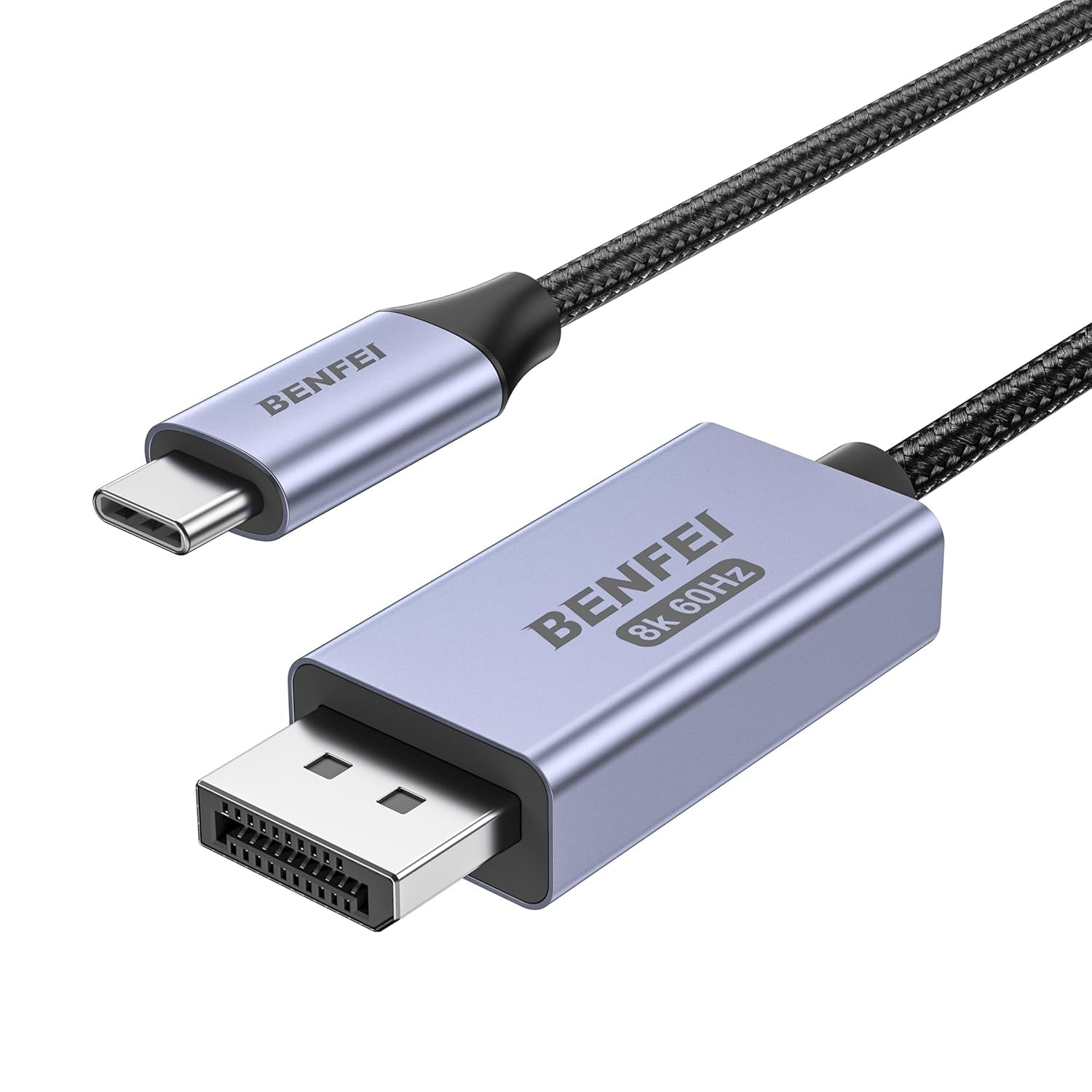 BENFEI 412GY Bidirectional USB-C to DisplayPort V1.4 (Support Thunderbolt 4, 8K@60Hz ) Cable 1.8M V28-ELEBEN412GY
