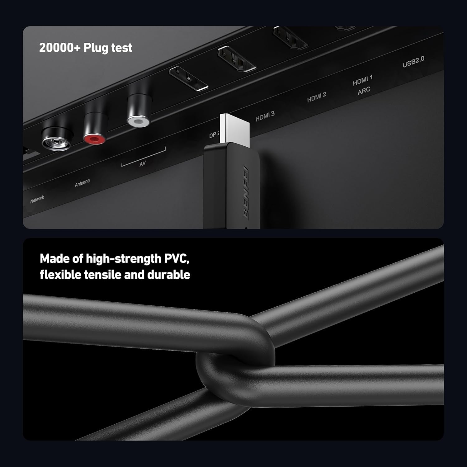 BENFEI 000415BK-2P 8K@ 60Hz V2.1 HDMI to HDMI Cable 1.8M , 2 Pack V28-ELEBEN415BK2P