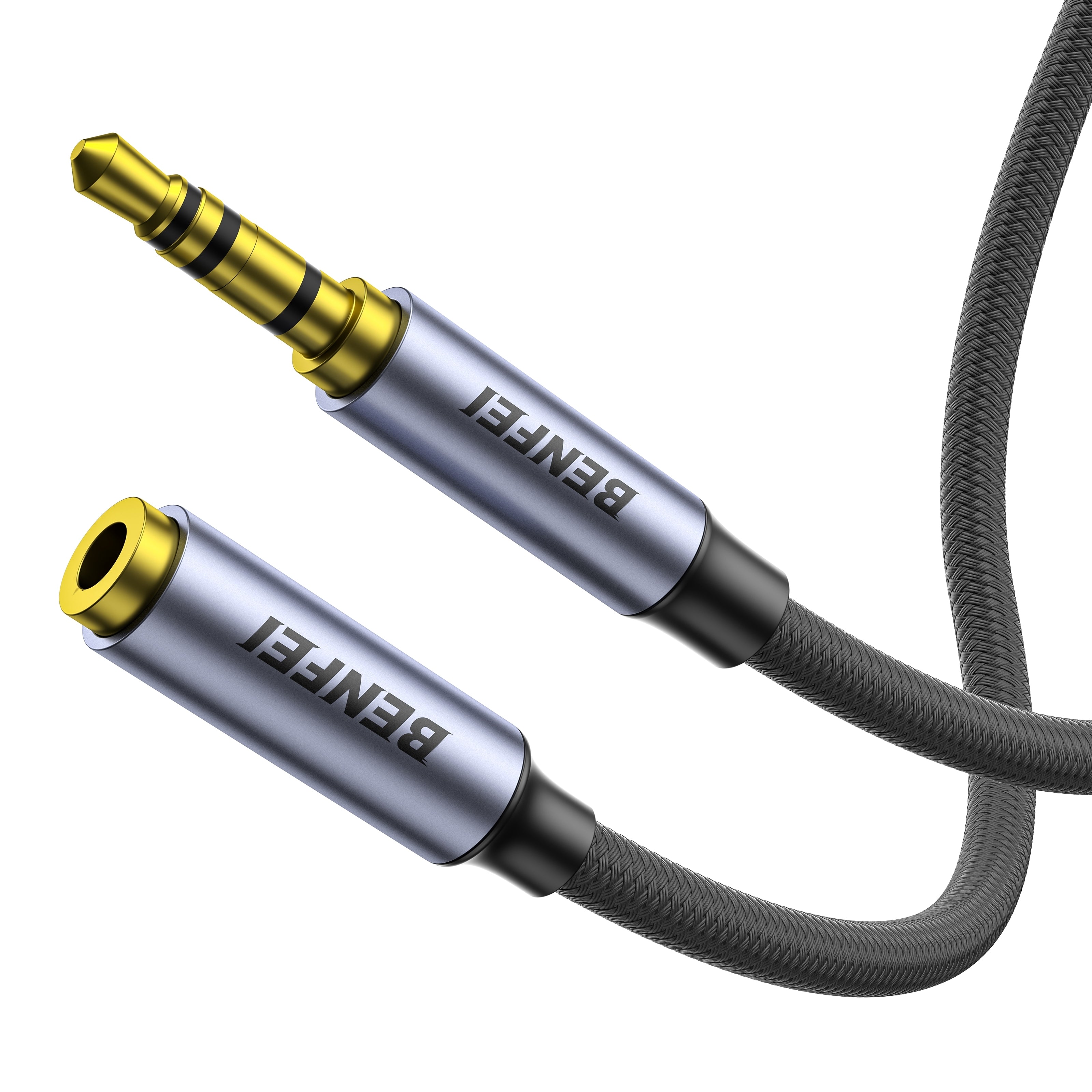 BENFEI 421GY 3M 3.5mm Male to Female AUX Extension Cable, TRRS 4-Pole Stereo Audio Jack Cord for Headphones, V28-ELEBEN421GY3M
