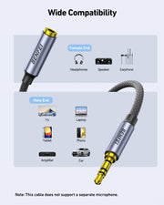 BENFEI 421GY 3M 3.5mm Male to Female AUX Extension Cable, TRRS 4-Pole Stereo Audio Jack Cord for Headphones, V28-ELEBEN421GY3M
